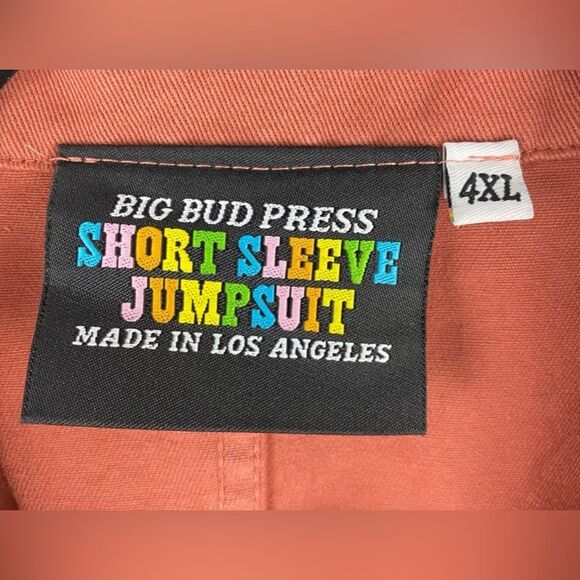 BIG BUD PRESS Short Sleeve Jumpsuit, Clay Red, 4X - Picture 11 of 13
